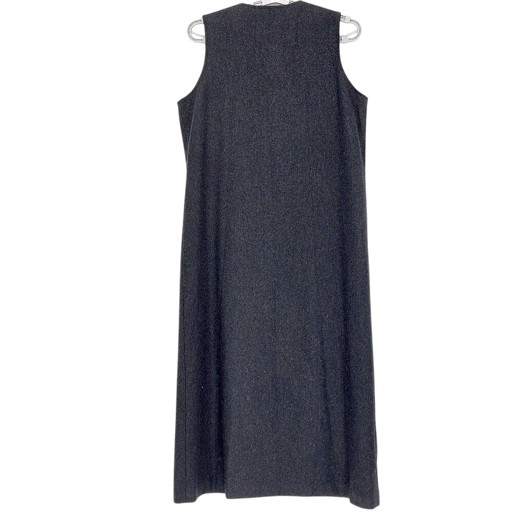 Orvis Wool Dress Womens Sz 6P Gray Button Front Maxi Tweed Dark Academia Western - Picture 2 of 7